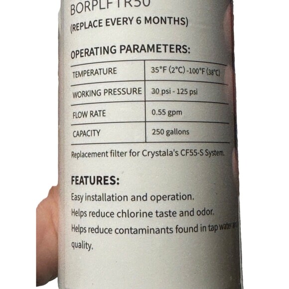 Crystala Replacement Refrigerator CF55 Water Filter 12033030 12028325 BORPLFTR50 - Picture 8 of 8